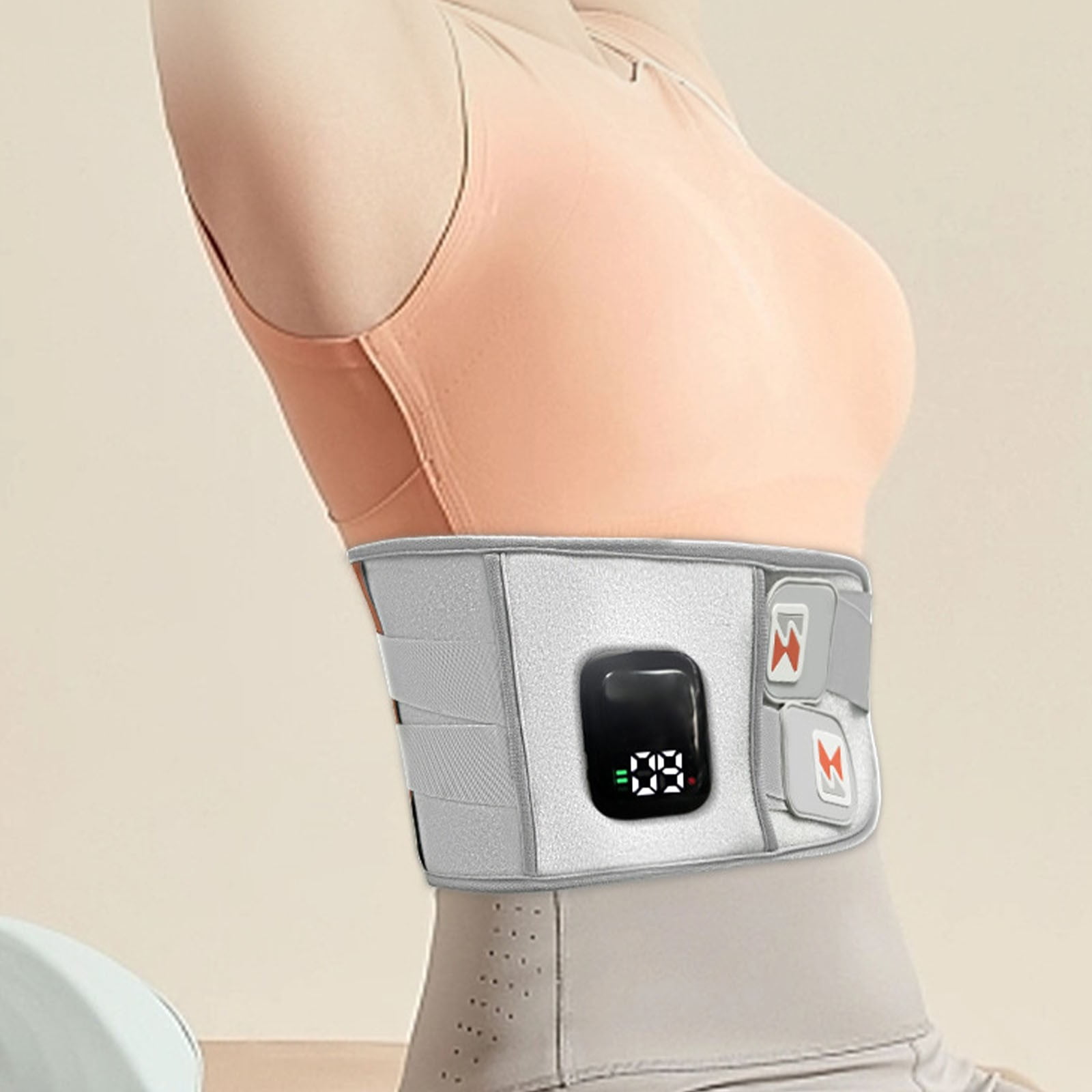 Meiiso Blue Wireless Waist Massager Y9-A Heating Support Belt Red Light Rechargeable, Portable Back Massage Belt for Pain