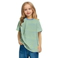 thumbnail image 5 of Jalioing Kids Striped Short Sleeve T Shirt Crew Neck Casual Basic Tee Shirt Boys Girls Summer Loose Tops, 5 of 8