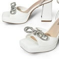 thumbnail image 5 of DREAM PAIRS Women’s Platform Chunky Heels – Double Bowknots Rhinestone Square Toe Dress Sandals for Weddings, Bridal, and Parties, 5 of 5
