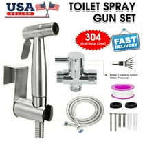 Stainless Steel Bidet Sprayer Kit Handheld - Toilet Jet Spray with T-VALVES and Hose, Quick Installation