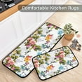thumbnail image 5 of Spring Hummingbird Flower Kitchen Mat and Rug Set of 2 Watercolor Leaves Cushioned Floor Mat Non Slip Washable Standing Desk Mats Anti Fatigue Doormat for Home Office Sink Laundry Hallway Entryway, 5 of 6