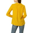 thumbnail image 3 of DARING DIVA Women's Notched Lapel V Neck Heart Polka Dots Shirt XL Yellow, 3 of 7