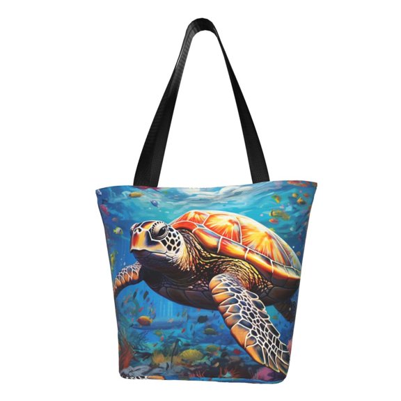 Sikiie Colorful Underwater Sea Turtle Shoulder Bag Casual Hobo Crossbody Tote Bag for Women and Men Large Purse Messenger Bag Travel Work