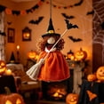 thumbnail image 3 of Halloween Hanging Witch Doll with Broom Outdoor Decor Orange 1pc, 3 of 5