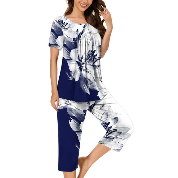 Wancir Women's 100% Cotton Pajama Set|Long-Sleeved with Pants PJs |Button Down Front Top&Drawstring Waist Bottom Nightwear