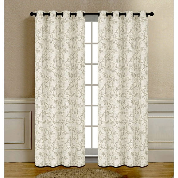 Jacquard Window Curtain 54" X 90" Beige (Pack of 2) by ATI