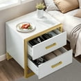 thumbnail image 2 of ModFusion Modern Nightstand with 2 Spacious Drawers and Metal Frame for Bedroom and Living Room, White and Gold, 2 of 8
