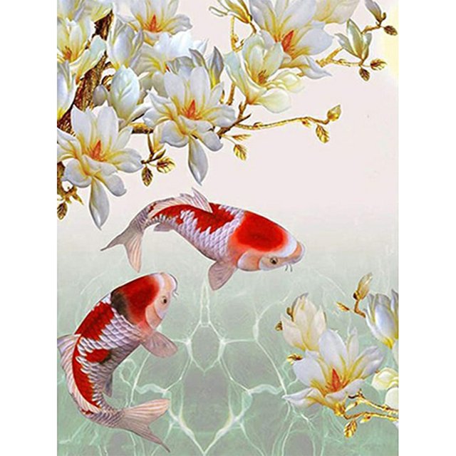 Kits de pintura de diamantes Koi DIY Taladro redondo completo Arte de la pared Decoración 40x50cm (J84994) Sywqhk Decoración hogareña