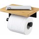 thumbnail image 1 of Black Adhesive Toilet Paper Holder with Bamboo Shelf, No-Drill Wall-Mounted SUS304 Stainless Steel Roll Holder, 1 of 5