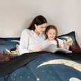 thumbnail image 4 of Feelyou Spooky Ghost Cat Full Size Bedding Sets, Boho Moon Rustic Cabin Full Size Bed in a Bag, Teal Blue, Black Reversible, 7-Piece, 4 of 7