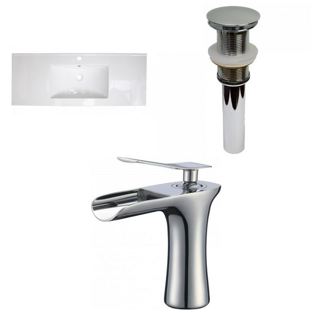 American Imaginations 48.75-in. W 1 Hole Ceramic Top Set In White Color - Drain Incl. AI-33174