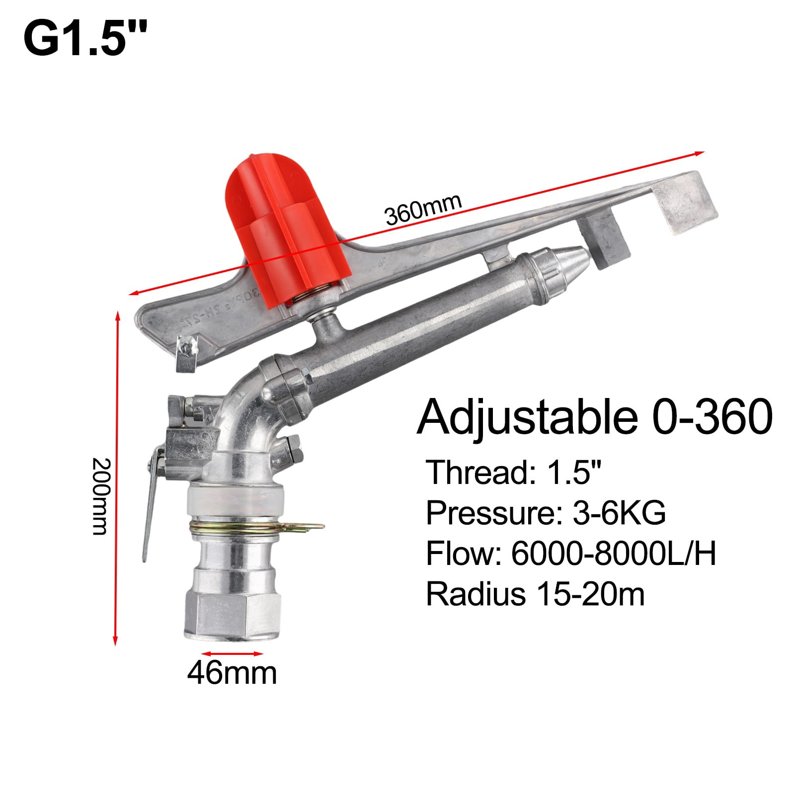 Adjustable Agricultural Irrigation Rotating Sprinkler for Garden Lawn Irrigation