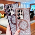 thumbnail image 6 of for Samsung Galaxy S22 Ultra Case Magnetic Compatible with MagSafe Cute Leopard Glitter Phone Case for Women Luxury Plating Clear Camera Lens Cover Shockproof Soft Bumper for S22 Ultra (Black), 6 of 9