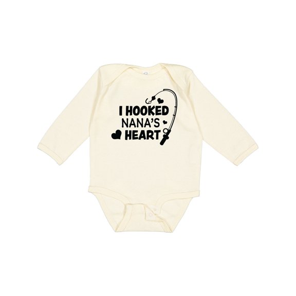 Inktastic I Hooked Nana's Heart with Fishing Rod Boys or Girls Long Sleeve Baby Bodysuit