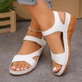 thumbnail image 5 of Yyuenw Women's Fashion Casual Spring And Summer Comfortable Solid Color Open Toe Thick Bottom Wedge Heel Sandals, 5 of 9