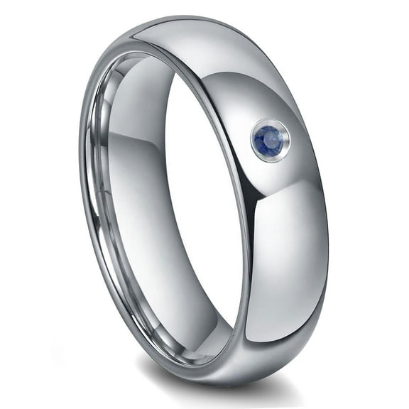 Titanium Kay Tungsten Carbide 6MM Sapphire Dome Comfort Fit Mens Wedding Band Ring Sz 7.0
