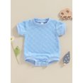 thumbnail image 3 of Musuos Newborn Baby Summer Romper 3M 6M 12M 18M Cute Short Sleeve Crew Neck Checkerboard Bodysuit Summer Playsuit for Boys Girls, 3 of 9