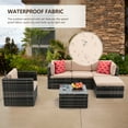 thumbnail image 3 of iRerts 6 Pieces Outdoor Sectional Sofa Patio Furniture Sets, Wicker Rattan Outdoor Patio Conversation Sets with 2 Pillows and Coffee Table, Patio Sofa Sets for Yard Backyard, Gray Wicker+Beige Cushion, 3 of 8