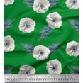thumbnail image 1 of Soimoi Green Cotton Duck Fabric Palm Leaves & Anemone Floral Print Fabric by Yard 56 Inch Wide, 1 of 3