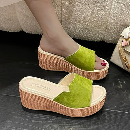 

KBODIU Womens Sandals Mothers Day Gifts Open Toe Beach Slippers Wedge Platform Sandals for Women Dressy Summer Green 37