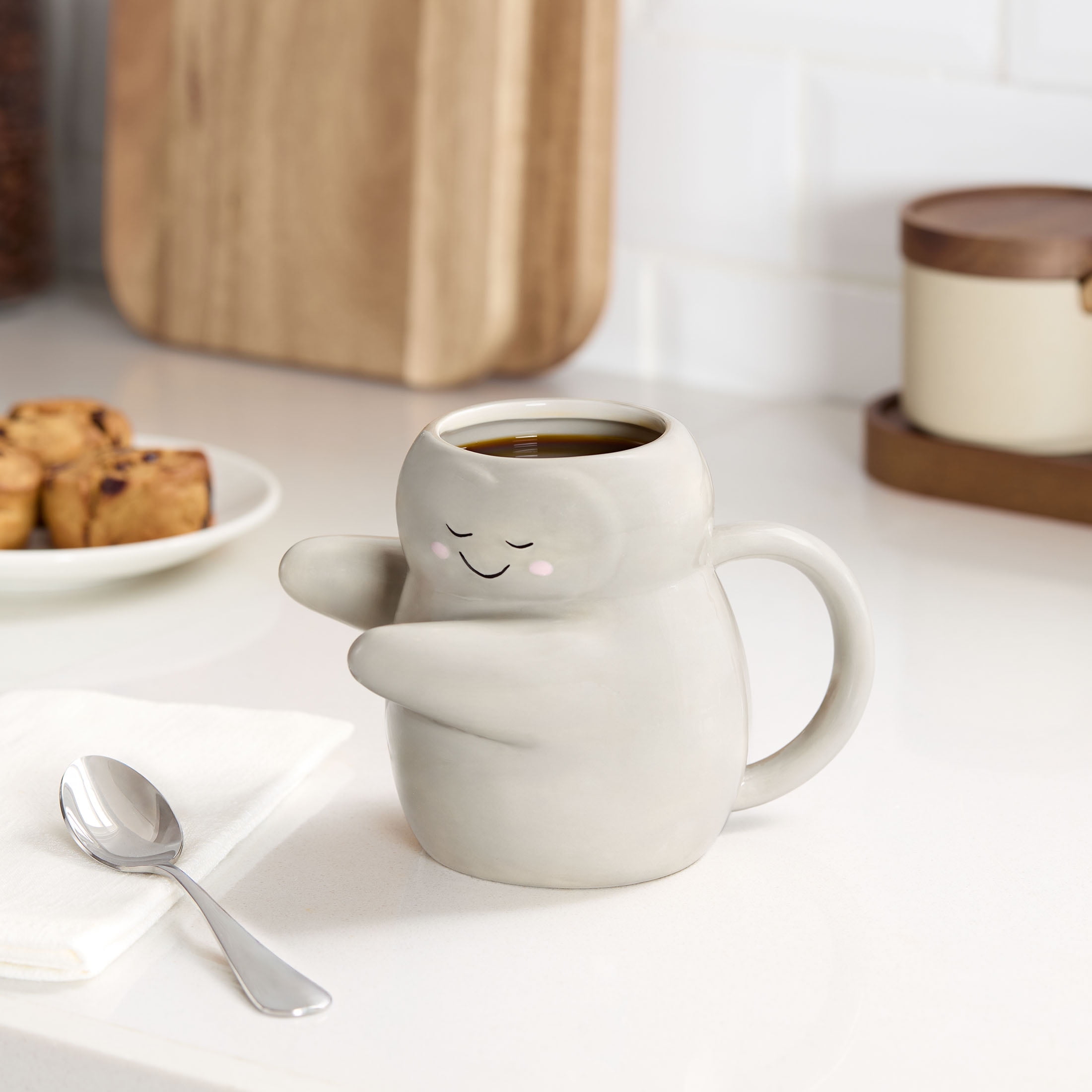 Mainstays 15.89 oz Gray Sculpted Hug Earthenware Mug