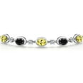 thumbnail image 3 of Gem Stone King 925 Sterling Silver Canary Mystic Topaz, Black Sapphire and Lab Grown Diamond Bracelet for Women | 5.00 Cttw | Gemstone November Birthstone | Oval 7X5MM | Fully Adjustable 9 inch, 3 of 6