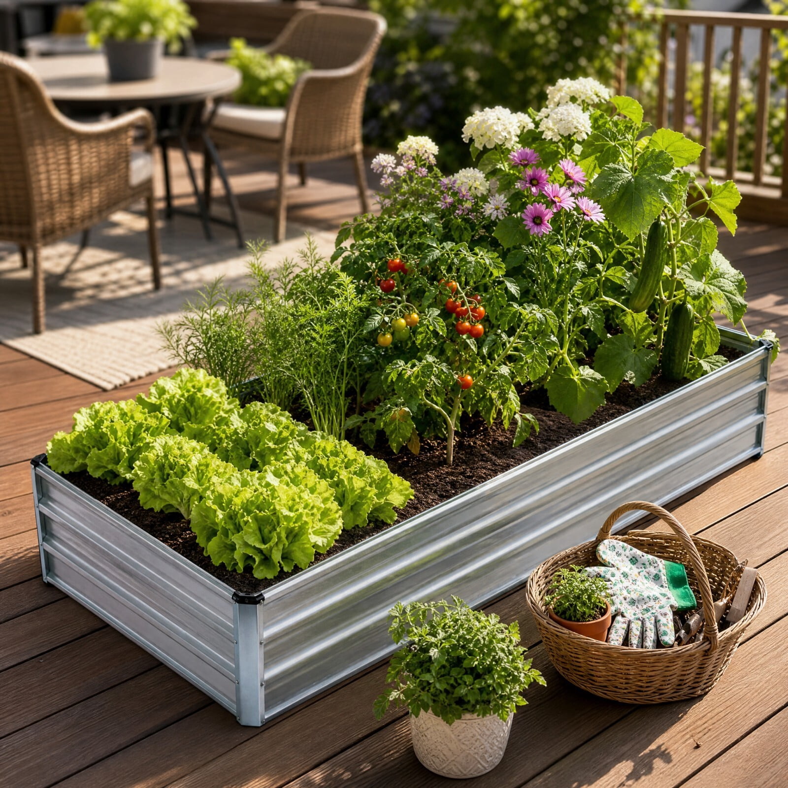 Kelno 2-Pack Galvanized Metal Raised Garden Bed 6x3x1ft Outdoor Planter Box for Vegetables Flowers Herbs Open Bottom Rectangular Raised Bed, Silver