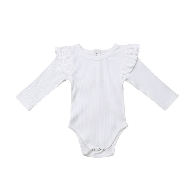 Faithtur Bébé Garçon Fille Manches Longues Romper Ébouriffé de Couleur Unie Body