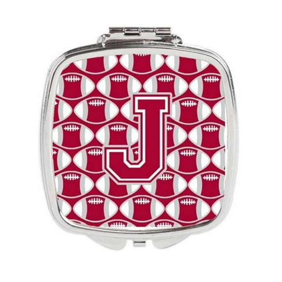 Carolines Treasures  Letter J Football Crimson - Grey & White Compact Mirror