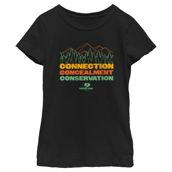 Girl's Mossy Oak Connection Concealment Conservation Graphic Tee Black Small