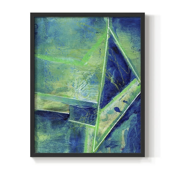 Geometric in Cool II Framed Print in Black Solid Wood Framed Print No Nail Hanging