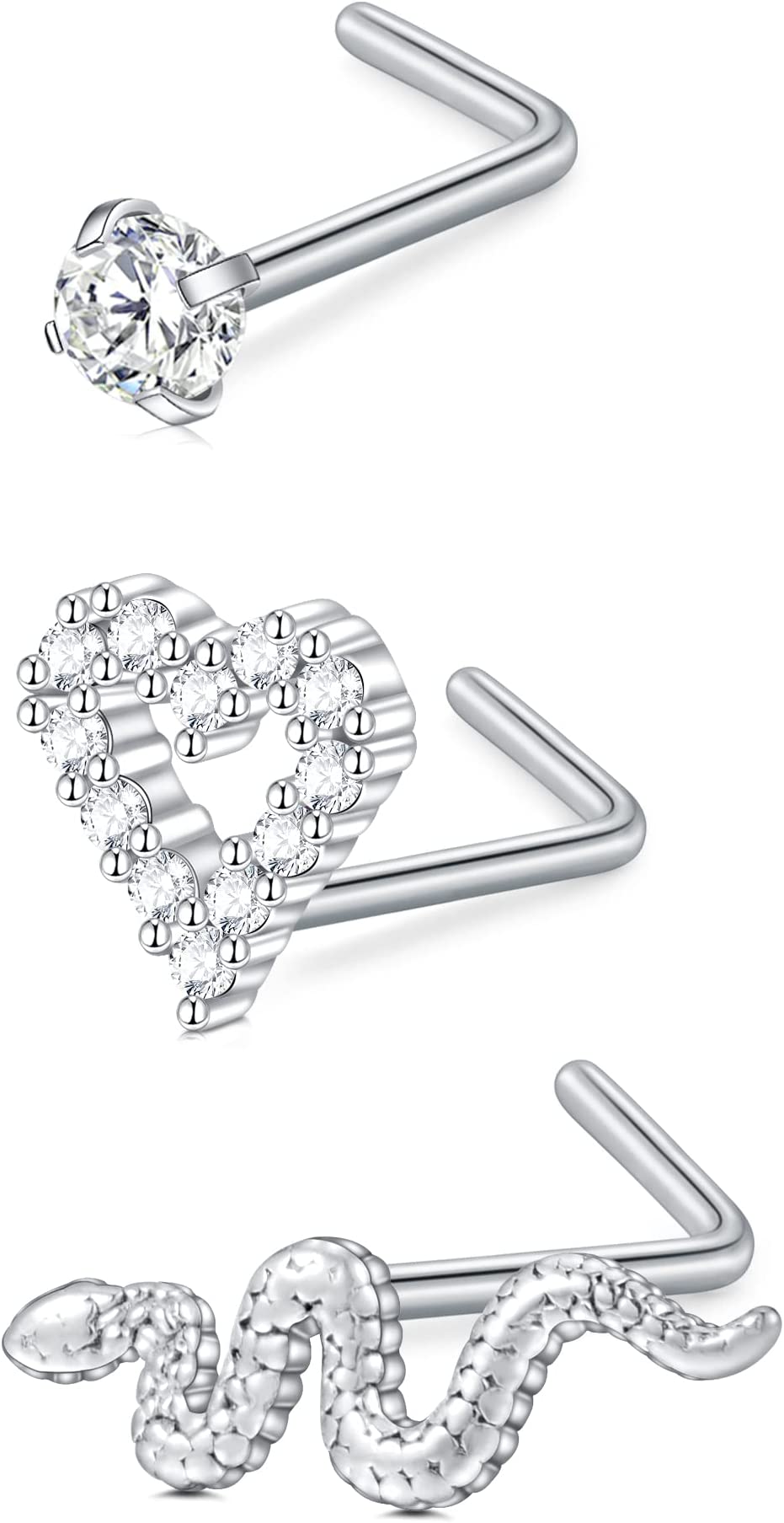 No Boundaries, 20G Nose Ring Set, 6 Pack