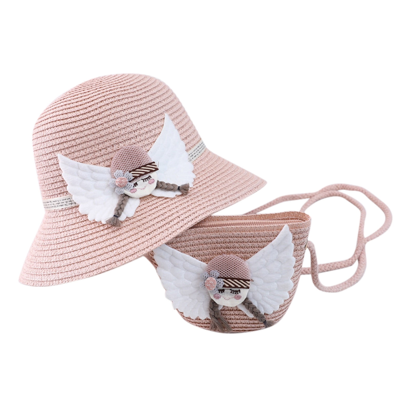 Superora Sun Hat Toddler Girls Beach Hat Baby Cartoon Flat Adjustable Cotton Blend 2 Way to Wear