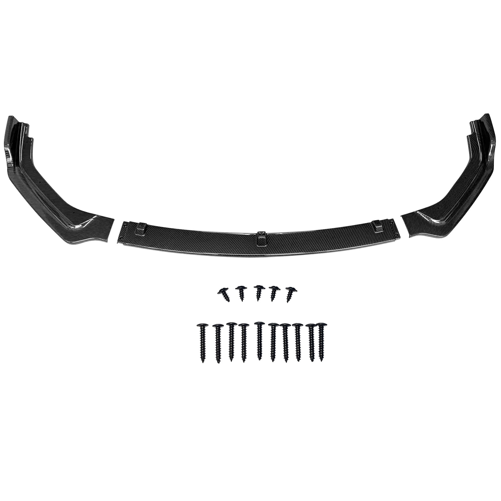 Ikon Motorsports Front Bumper Lip Compatible With 2018-2024 Infiniti Q50 Base/Non-Sport Models Carbon Fiber Print PP Polypropylene 3PCS Add-On Front Lip Spoiler Splitter