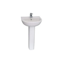 Homestock Lakeside Living 18 Inch Vitreous China Pedestal Lavatory With 1 Hole And Mounting Hardware - Compact And Elegant Bathroom Sink