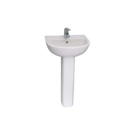 Homestock Lakeside Living 18 Inch Vitreous China Pedestal Lavatory With 1 Hole And Mounting Hardware - Compact And Elegant Bathroom Sink