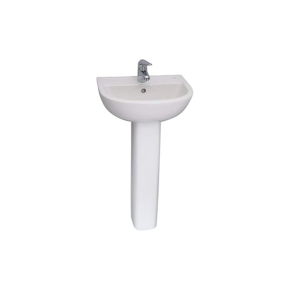 Homestock Lakeside Living 18 Inch Vitreous China Pedestal Lavatory With 1 Hole And Mounting Hardware - Compact And Elegant Bathroom Sink