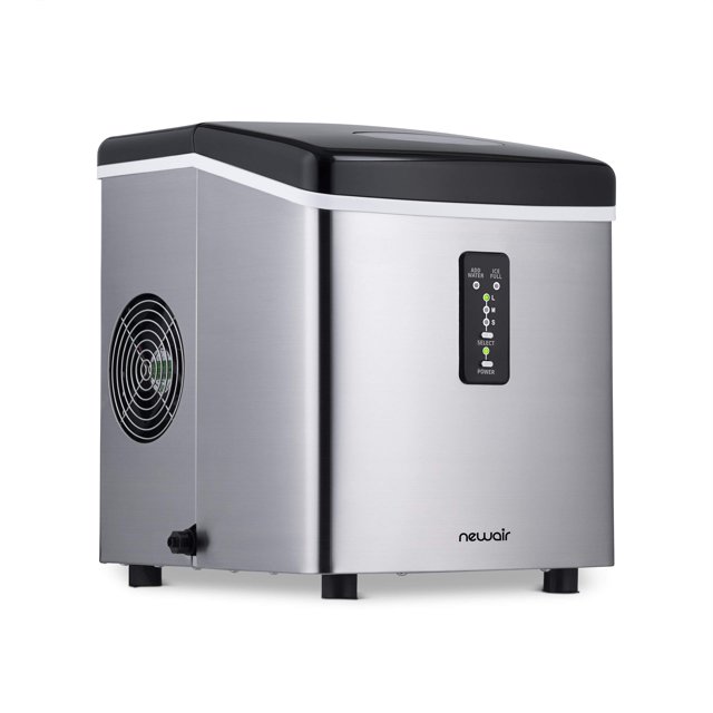 Newair Countertop Ice Maker Machine 28 lbs. of Ice in 24 Hours, Portable Design in Stainless Steel with 3 Bullet Ice Cube Sizes, Convenient Rapid Ice Production, Insulated Storage