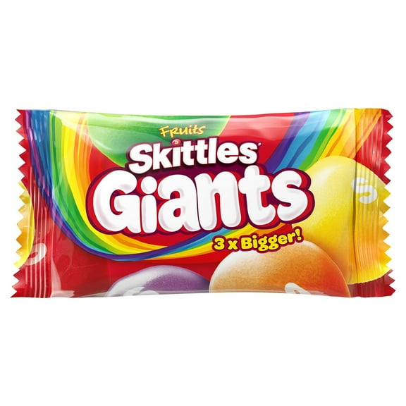 Skittles Giants 3x Bigger Sweets Fruit Flavoured Bag 45g	(Pack of 2)