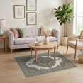 thumbnail image 3 of ODIKA Distressed Farmhouse Motifs Ivory Beige Dining Table Neutral Boho Refined Non-Slip Chair-Friendly for Home Office, Gaming Room, Under Desk, 3 of 7