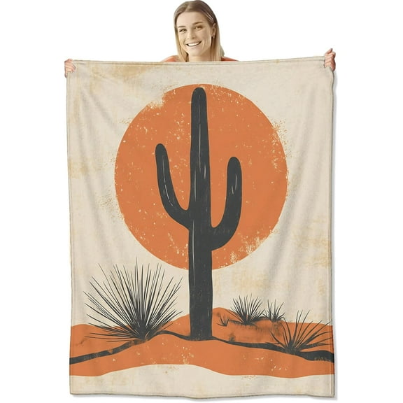 Cactus Blanket for Women Adults, Flannel Cactus Blankets Gifts, Cactus Throw Blanket for Sofa Bed Living Room Soft Warm Cozy Cactus Decor 50" x 60"