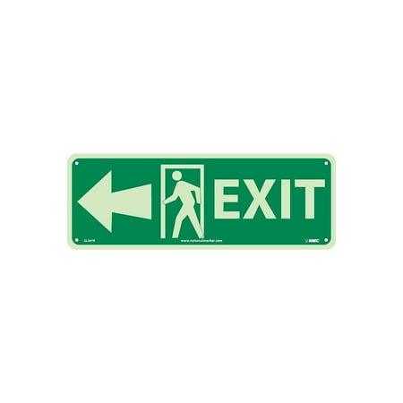 UPC: 0887481053431 | National Marker Notice Signs; Exit (W/ Door And Left Arrow) 5 x 14 Glow Rigid GL307R