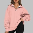 thumbnail image 2 of Oversized Sweatshirt for Women Trendy,Women's Causal 1/4 Zip Pullover Long Sleeve Collar Sweatshirts Solid Color V Neck Pullover Tops Drop Shoulder Fleece Workout Sweater, 2 of 6