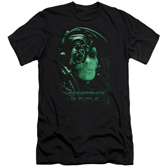 Star Trek Resistance Is Futile Premium Canvas Adult Slim Fit 30/1 T-Shirt Black