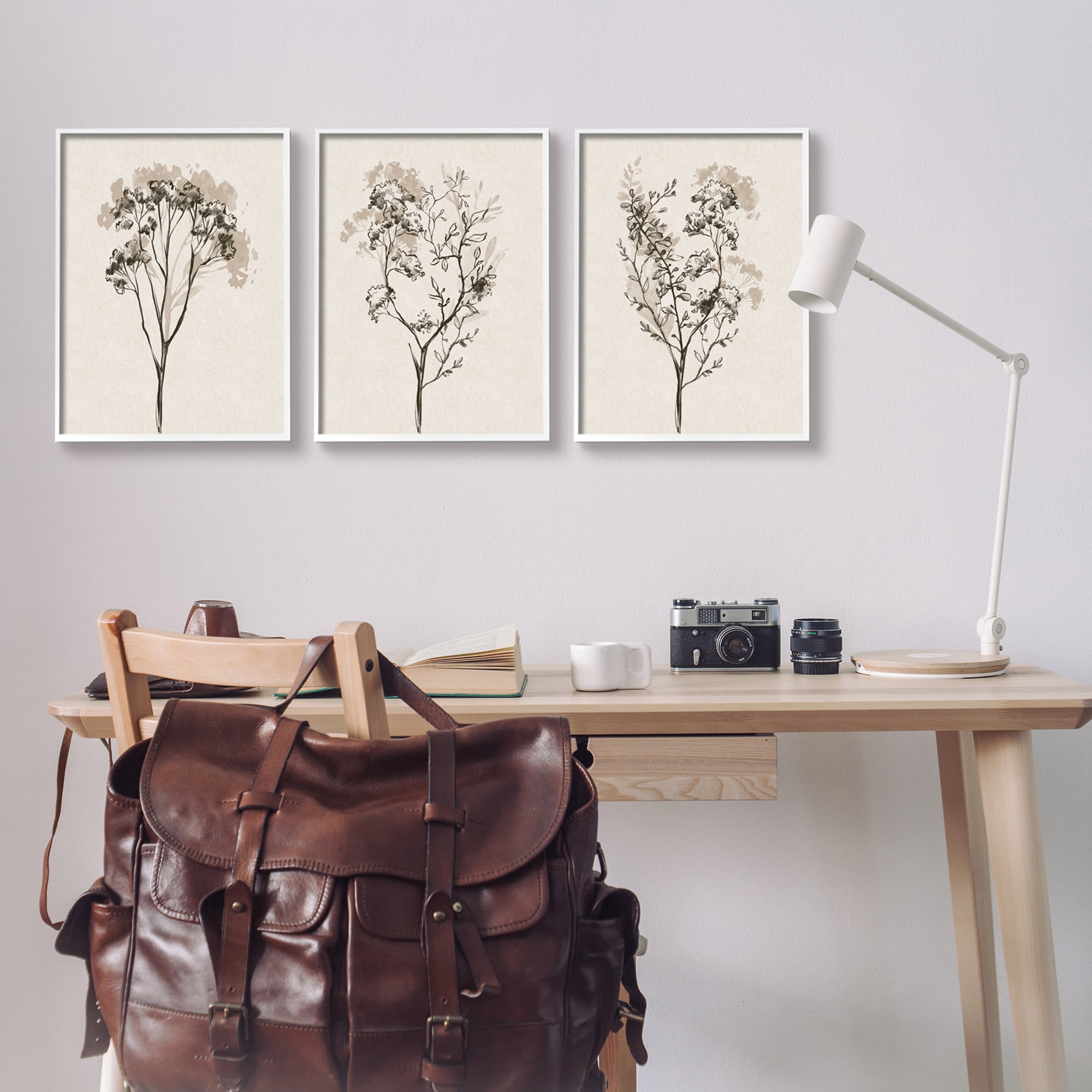 Stupell Industries Beige Cottage Herbs Botanical & Floral Painting White Framed Art Print Wall Art, 16 x 20, Set of 3
