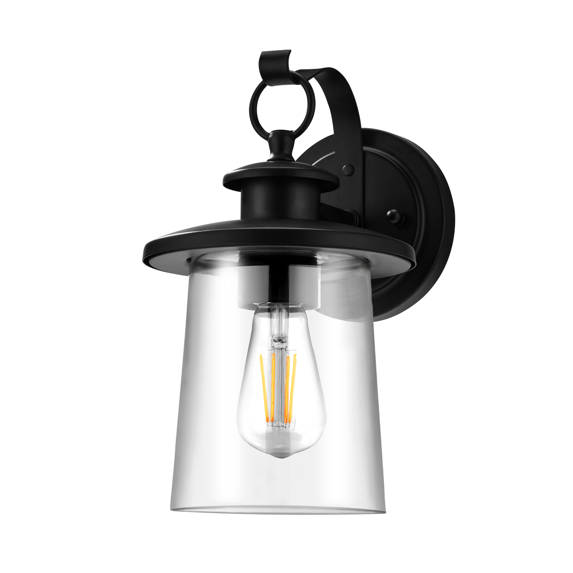 12 Inch Outdoor Wall Lantern, 1-light Exterior Porch Garage Lighting Fixture, Matte Black