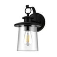 thumbnail image 2 of 12 Inch Outdoor Wall Lantern, 1-light Exterior Porch Garage Lighting Fixture, Matte Black, 2 of 6