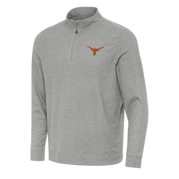Men's Antigua Heather Gray Texas Longhorns Subtle Quarter-Zip Sweatshirt