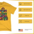 thumbnail image 4 of Tee Hunt Dean Russo Peace Love Music T-Shirt Guitar Happy Good Vibe Men's Tee, Yellow, Small, 4 of 5