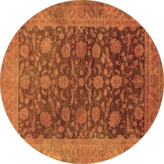 Ahgly Company Indoor Round Oriental Brown Industrial Area Rugs, 3' Round